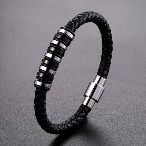 2019 Luxury Genuine Leather Bracelet Weaving Black Special Jewelry For Men Father's Day Gift Big Discount Birthday Gift Pulseira